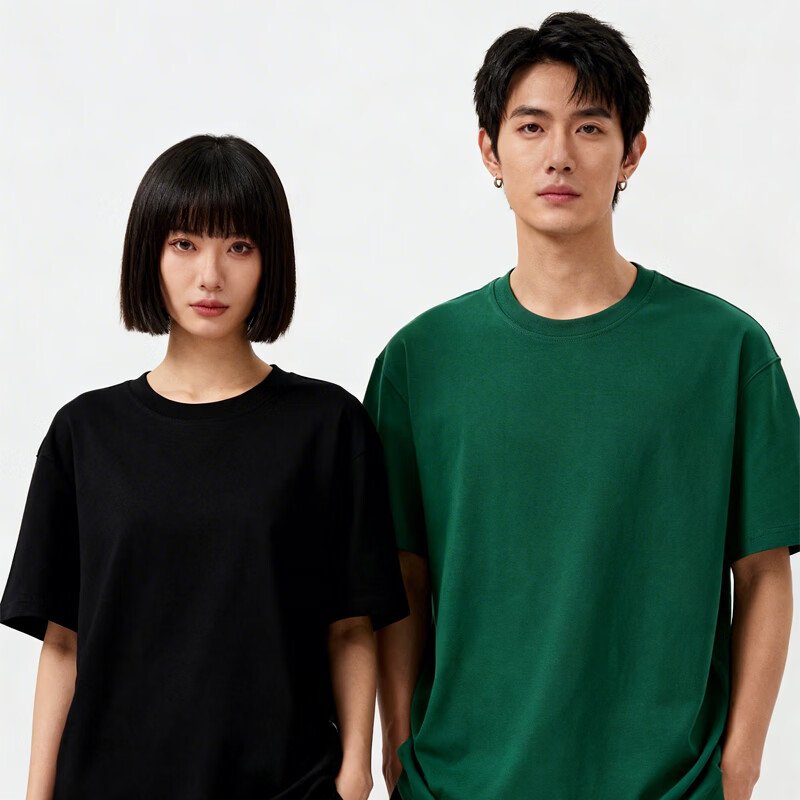 绒宇鑫200克精梳紧密新疆全棉春秋款宽松潮牌圆领长袖t恤男女纯棉打底衫 黑色 5XL （190-210）斤