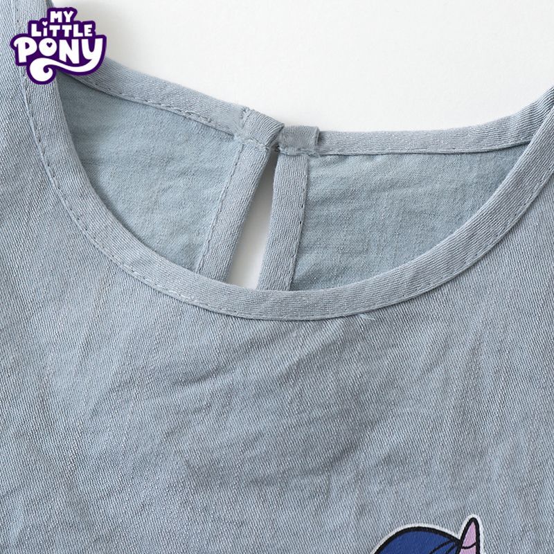 小马宝莉（MY LITTLE PONY）女童套装2026夏季新款天丝牛仔儿童中大童无袖阔腿裤两件套洋气 牛仔兰 140