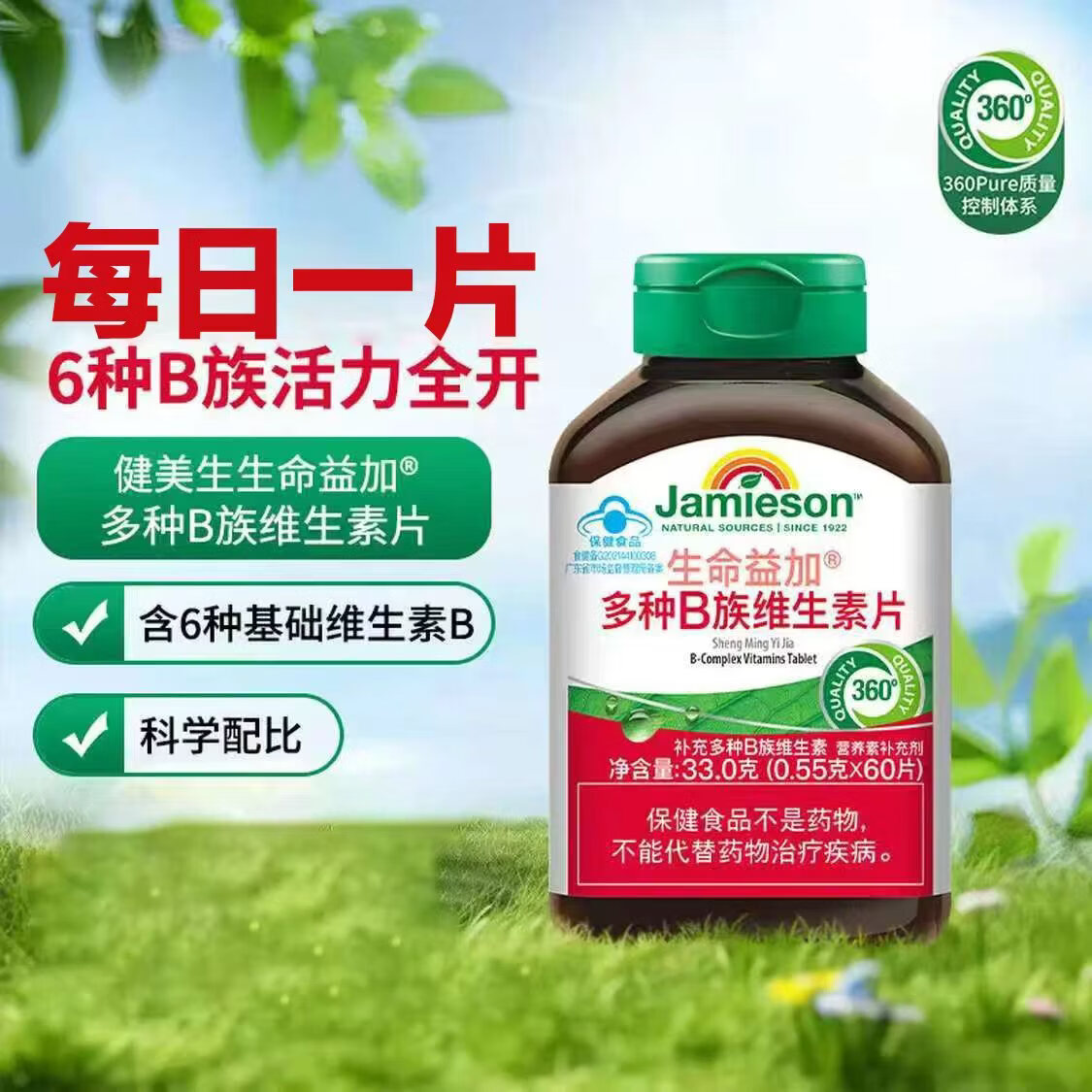 健美生Jamieson 维生素b族复合片多种Vb族男女士专用 成人中老年60片/瓶 VB 60片*1瓶 【顺丰上门】