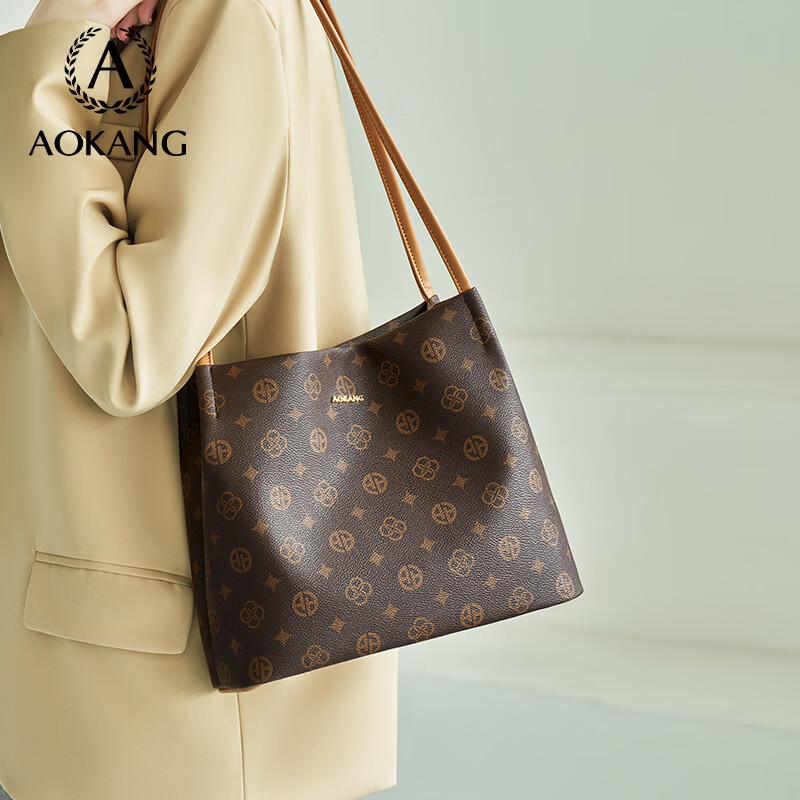 奥康（Aokang）包包女包托特单肩包经典复古斜挎包手提包生日母亲节礼物送妈妈 咖啡色BG703311