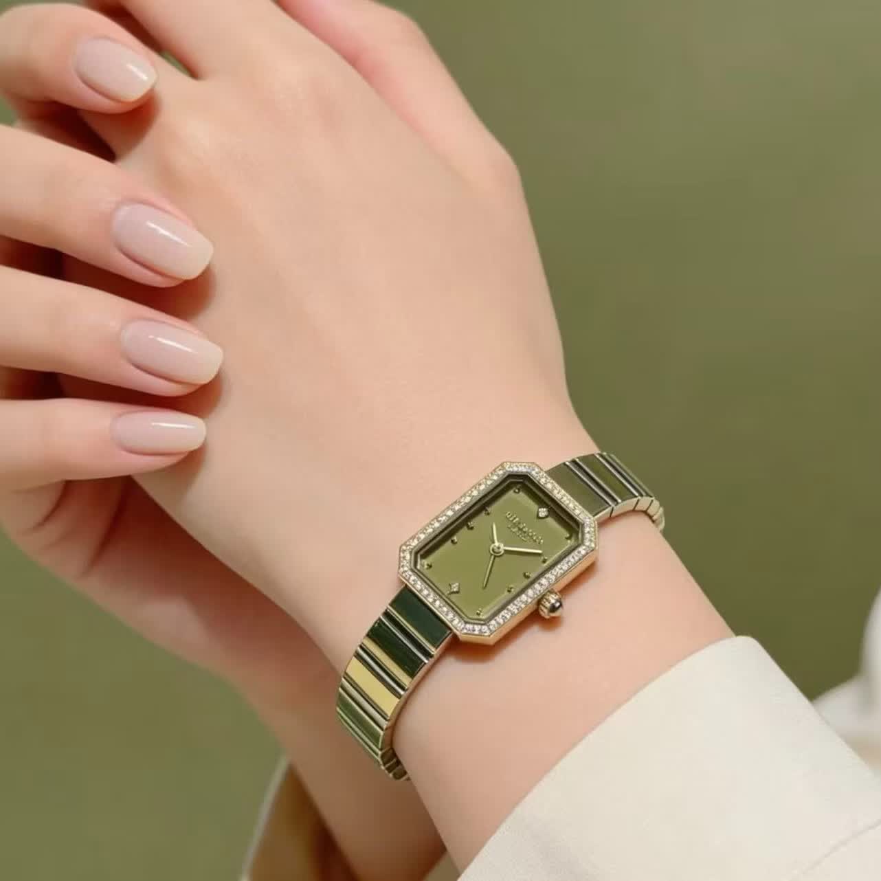 LOLARose罗拉玫瑰方糖小绿表女士手表高级轻奢送女友老婆节日礼物 LR4700