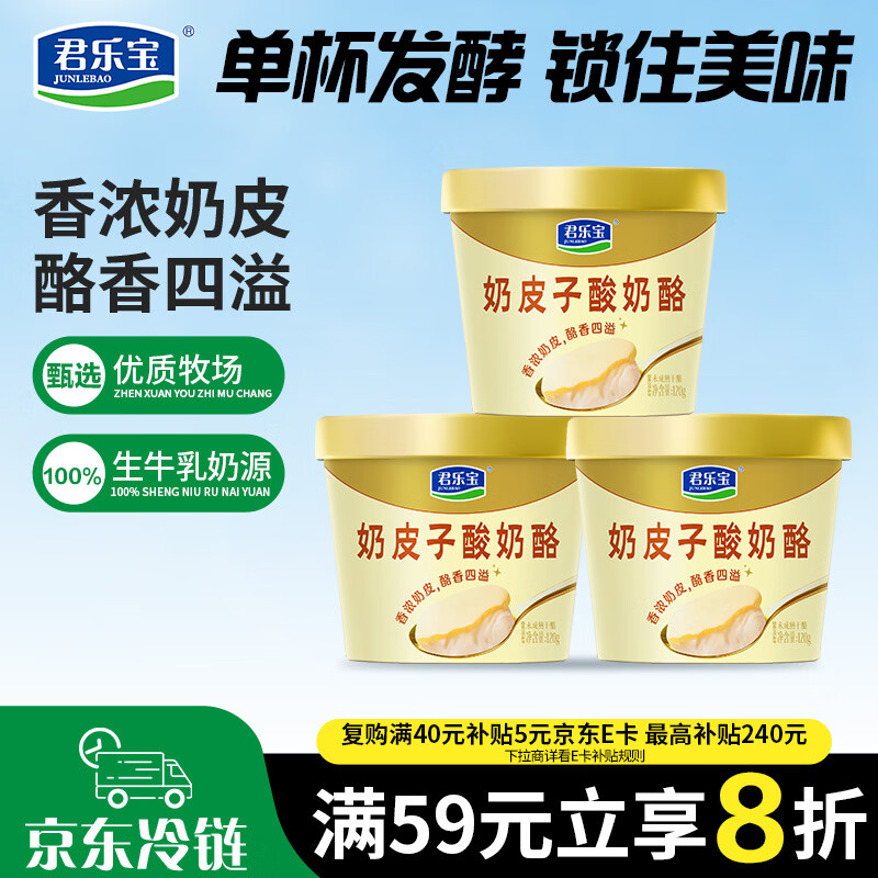 君乐宝奶皮子酸奶酪120g*3杯 单杯发酵