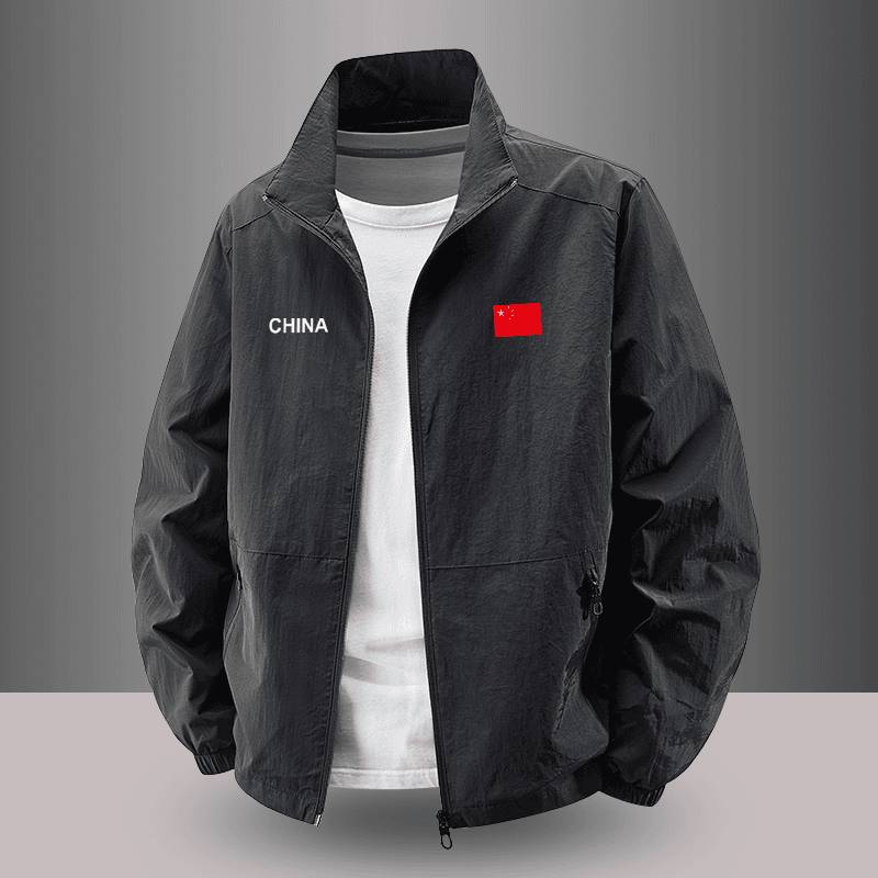 中国风夹克外套男2026新款休闲防风宽松透气立领防晒外套男薄款 卡其色【国潮外套】 M【85-105斤】