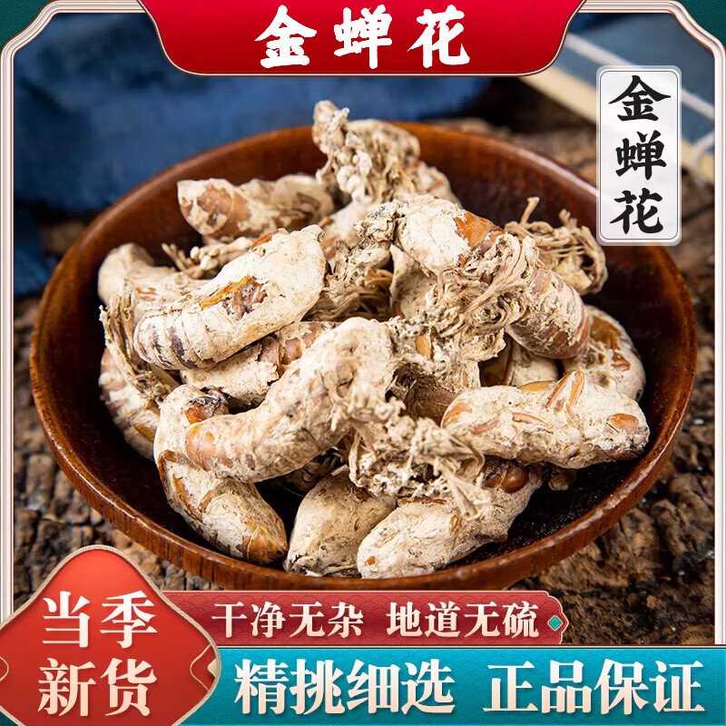 同仁堂（TRT）野生金蝉花中药材100g克精选蝉花虫草孢子中药材金婵花金蚕花知了 精选金蝉花/100g 100g*1袋 道地原产 优选精品