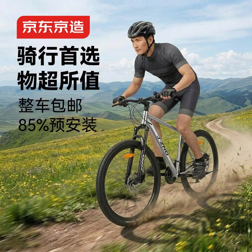 京东京造 XC350山地自行车铝合金禧玛诺21速油压碟刹成年人学生17寸时空银