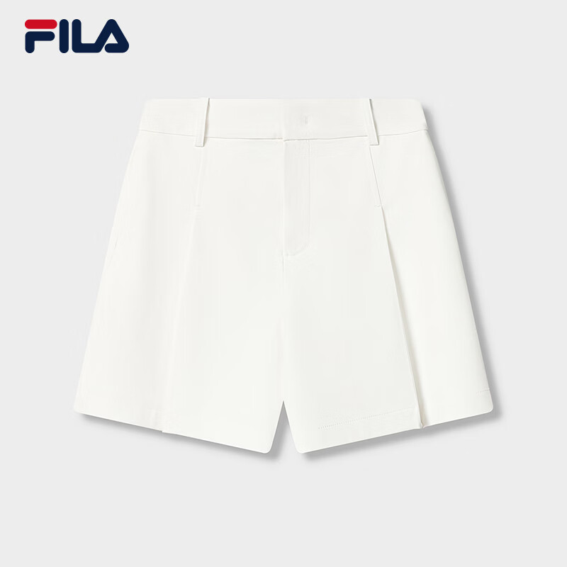 FILA 斐乐官方女士梭织短裤2026夏新款简约裤子基础休闲裤三分裤 标准白-WT L 170/70A/L
