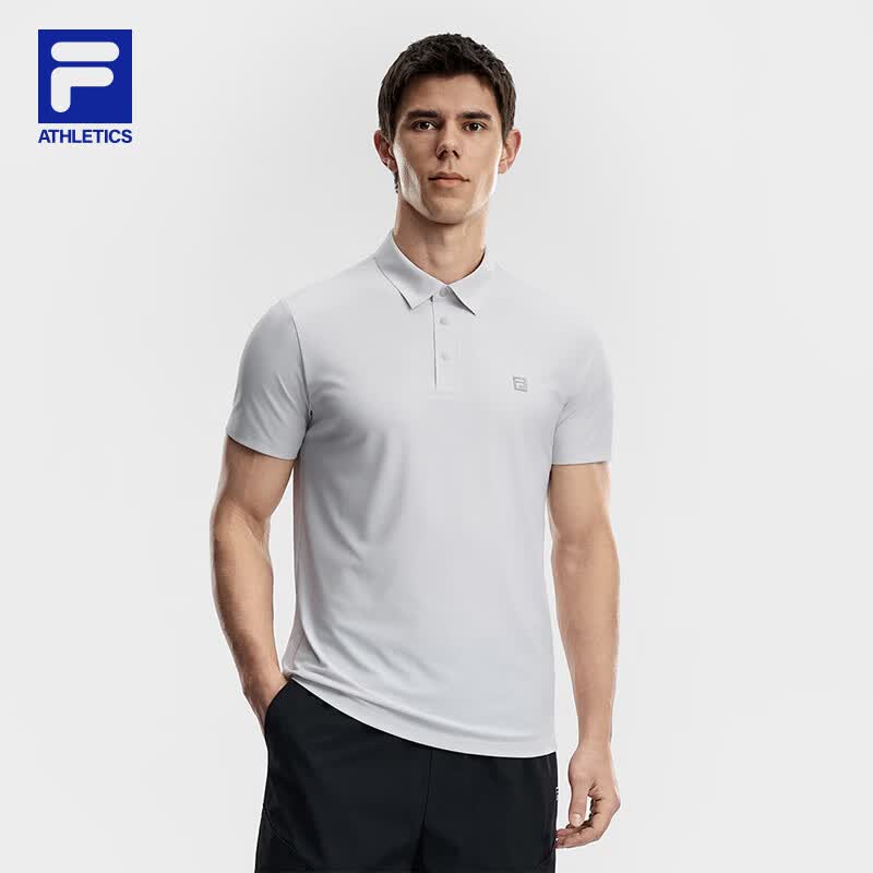 FILA速干凉感防晒|FILA斐乐男子短袖POLO衫2026夏季新款健身运动T上衣 清水灰-GY L 175/96A/L