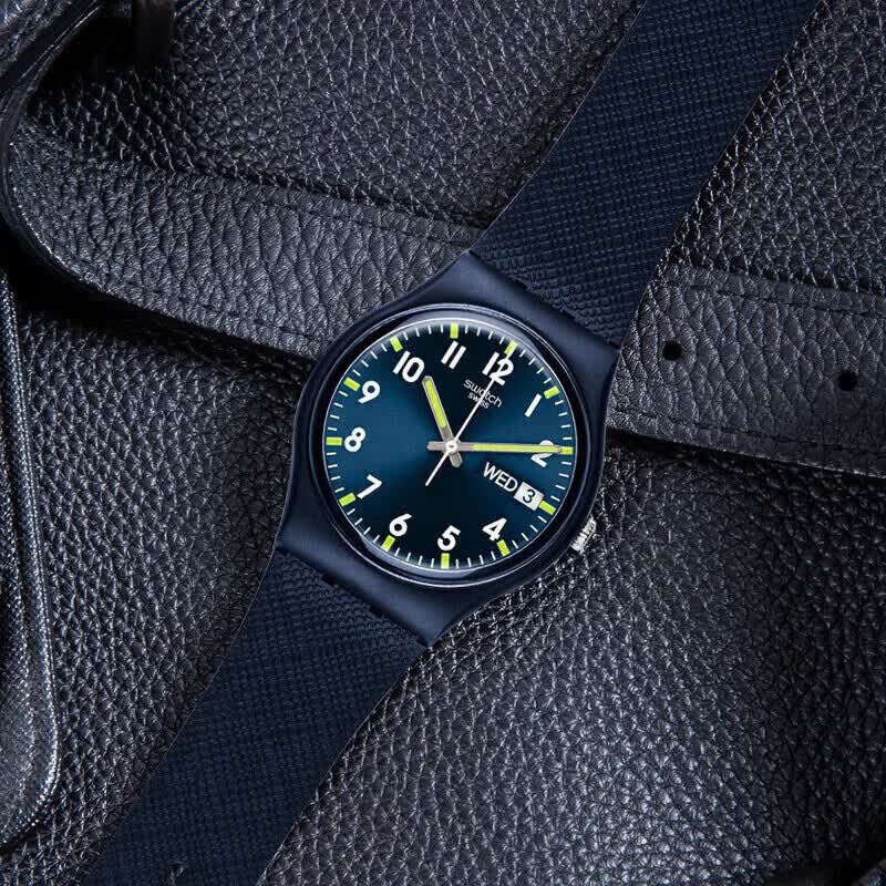斯沃琪（Swatch）瑞士手表  双日历生日礼物石英男女腕表 【赠文具套装】绅士蓝2.0 SO28N702 34mm