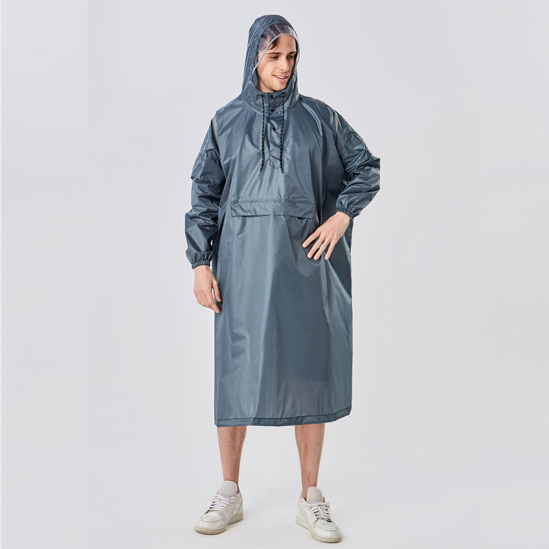 雨鼎 雨衣成人男女长款户外徒步旅游骑行背包反光雨披复古元素 高级灰色（反光条） 均码