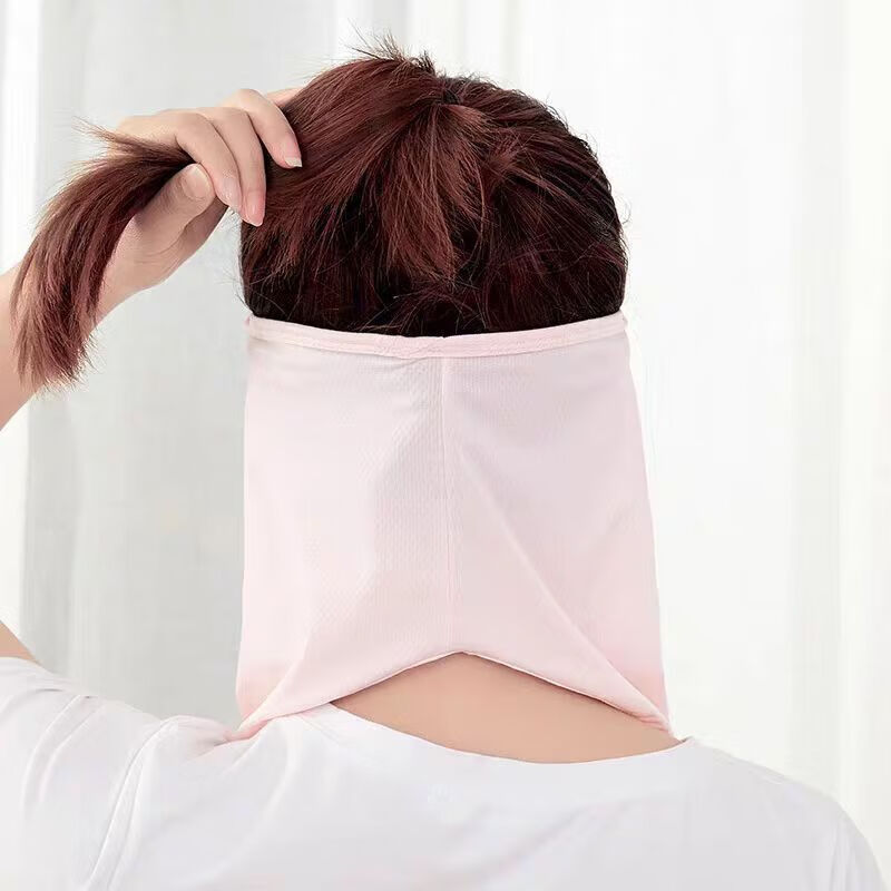 |夏季脸部防晒面罩呼吸面膜带帽檐口罩呼吸款冰丝透气遮脸 黑色2个装 防晒面罩