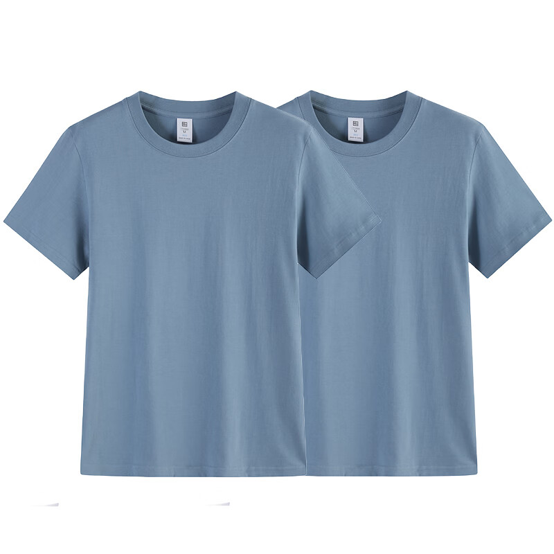 尺度保罗【2件装】短袖T恤夏季重磅100%纯棉半袖t恤小白T恤男圆领打底衫 杏色+杏色 3XL 推荐160-180斤