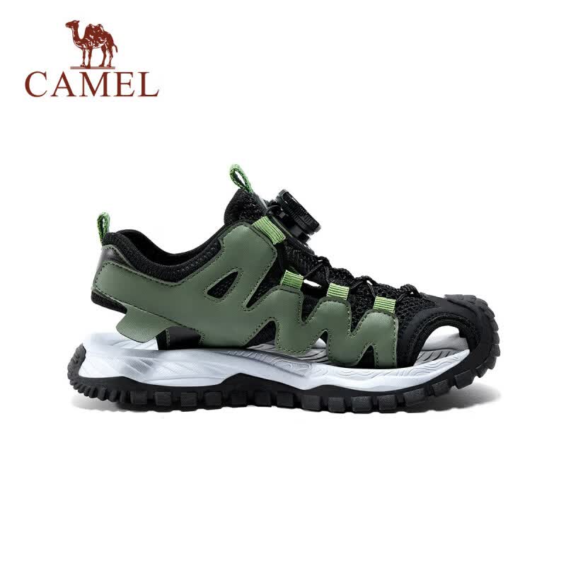 骆驼(CAMEL)夏季新款儿童溯溪包头凉鞋户外青少年透气防滑沙滩鞋男童女童大童 黑绿D66BX64086 34