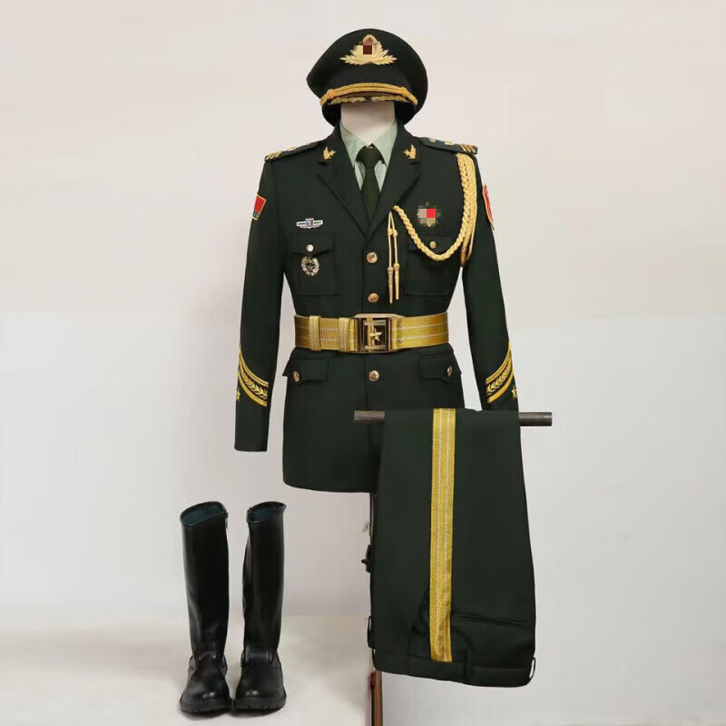 升旗手服装三军仪仗队礼服学生班鼓乐队演出服套装裙 军绿色男款全套