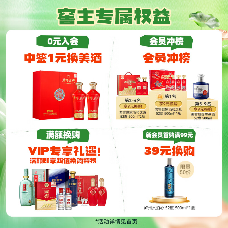 泸州老窖浓香型白酒熊猫酒 泸州贡翡绿 52度纯粮宴请礼品 52%vol 500mL 6瓶 翡绿