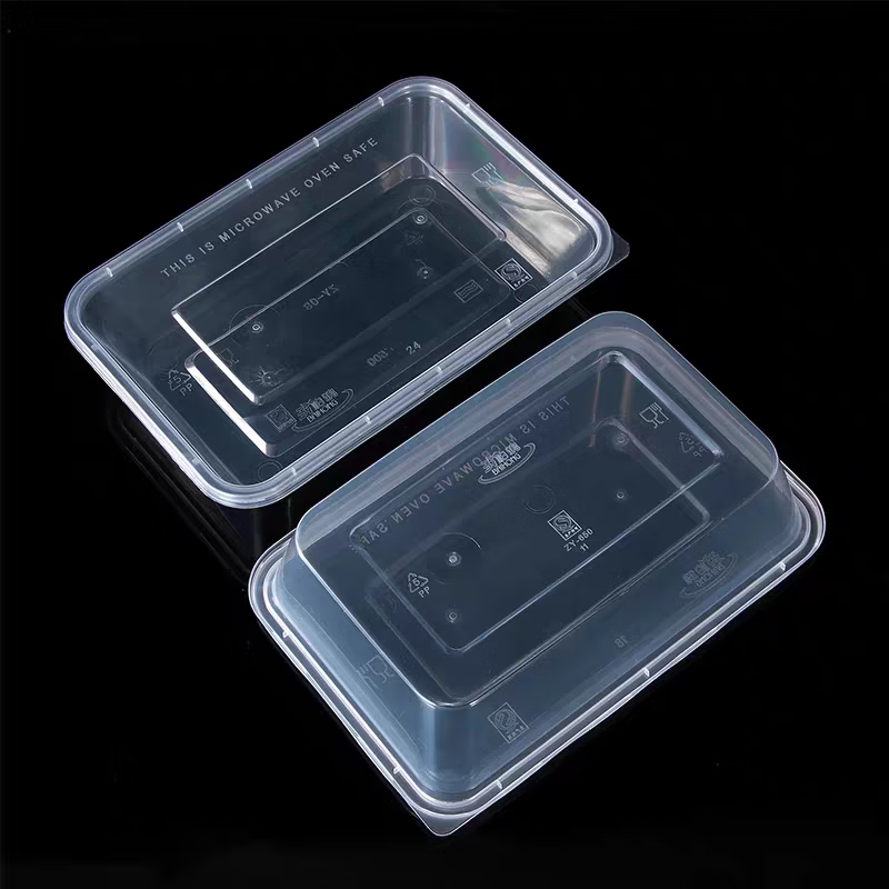Ka食品级方形餐盒带盖一次性餐盒透明外卖打包盒加厚塑料快餐饭盒 方盒带盖 1000方300个