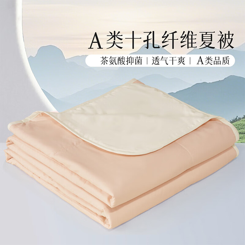 水星家纺集团出品 百丽丝夏凉被A类抗菌十孔纤维 可水洗夏季空调被 [A类可水洗+十孔透气]茶茗 150cm*210cm