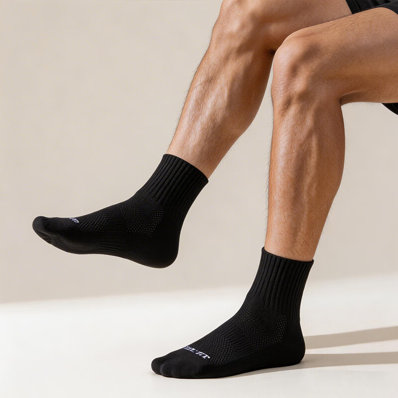 帕兰朵袜子春夏季男女中筒袜吸汗透气运动袜商务休闲10A抗菌防臭短筒袜 新疆棉【中筒】3双黑 均码