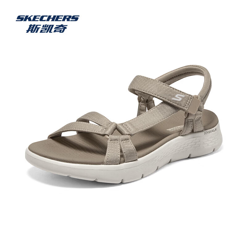 斯凯奇（Skechers）新款女鞋外穿凉鞋软弹舒适沙滩鞋魔术贴设计轻便休闲鞋子 141451-TPE 灰褐色 37