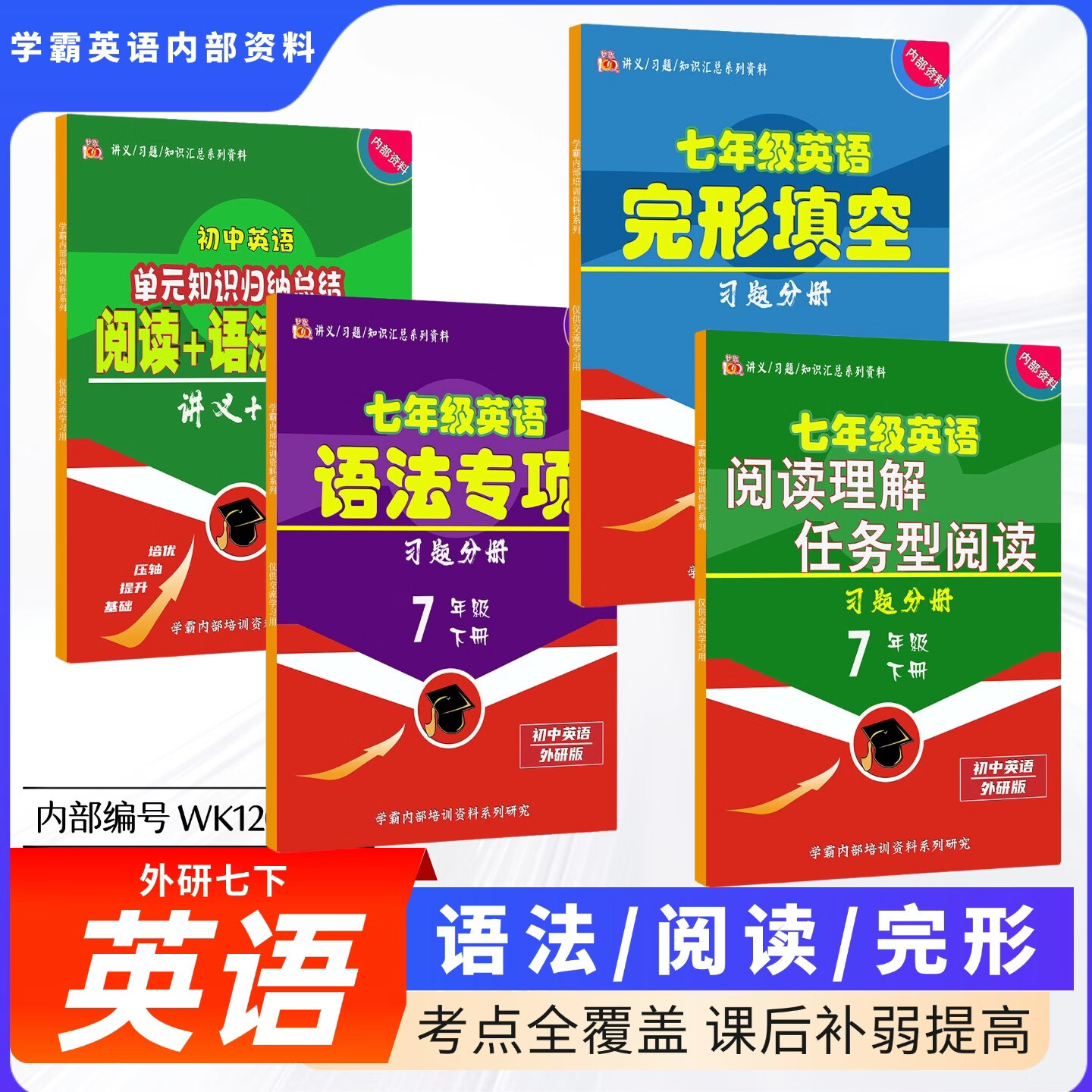 新外研七下英语语法专项训练任务型阅读理解完型填空语篇填空词汇短语知识点培训用资料专项课业本 【外研七上3本】语法+完形+阅读