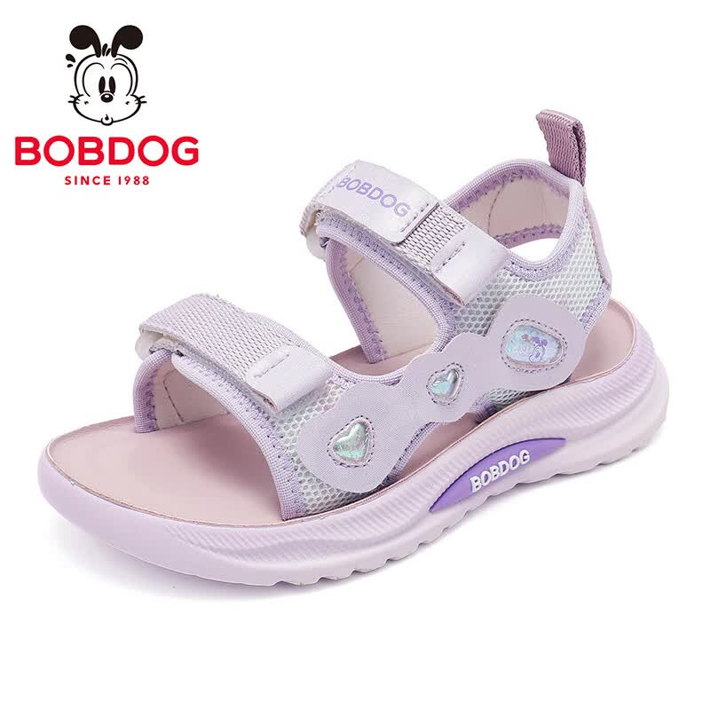 巴布豆(BOBDOG)童鞋女童露趾运动凉鞋2026新款夏季女宝公主鞋中大童沙滩鞋 糖果紫 34 适合脚长21.0CM