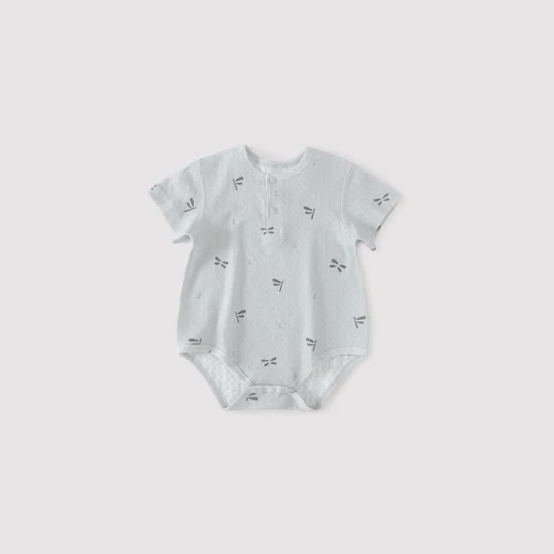 婴儿包屁衣夏季短袖三角哈衣薄款爬爬服新生儿衣服纯棉宝宝连体衣 蜓蜓玉立 59cm