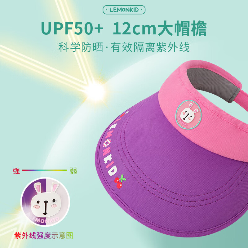 柠檬宝宝儿童夏防晒空顶帽透气男女童卡通遮阳帽大帽檐防紫外线 星际蓝 【大童款】帽围52-56cm