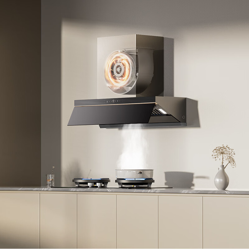 美的（Midea）【蒸汽洗AK7PRO】抽吸排油烟机顶侧一体28大吸力QD529双边定时燃气灶具烟灶以旧换新【套装商品】