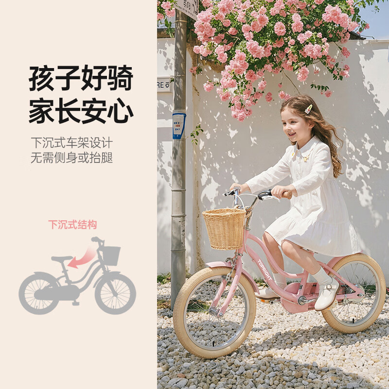 途锐达（TOPRIGHT）暖暖儿童自行车6-12岁女孩骑行16寸公主车学生专用女童单车脚踏车 暖暖黑胎版 16寸适合身高105-135CM
