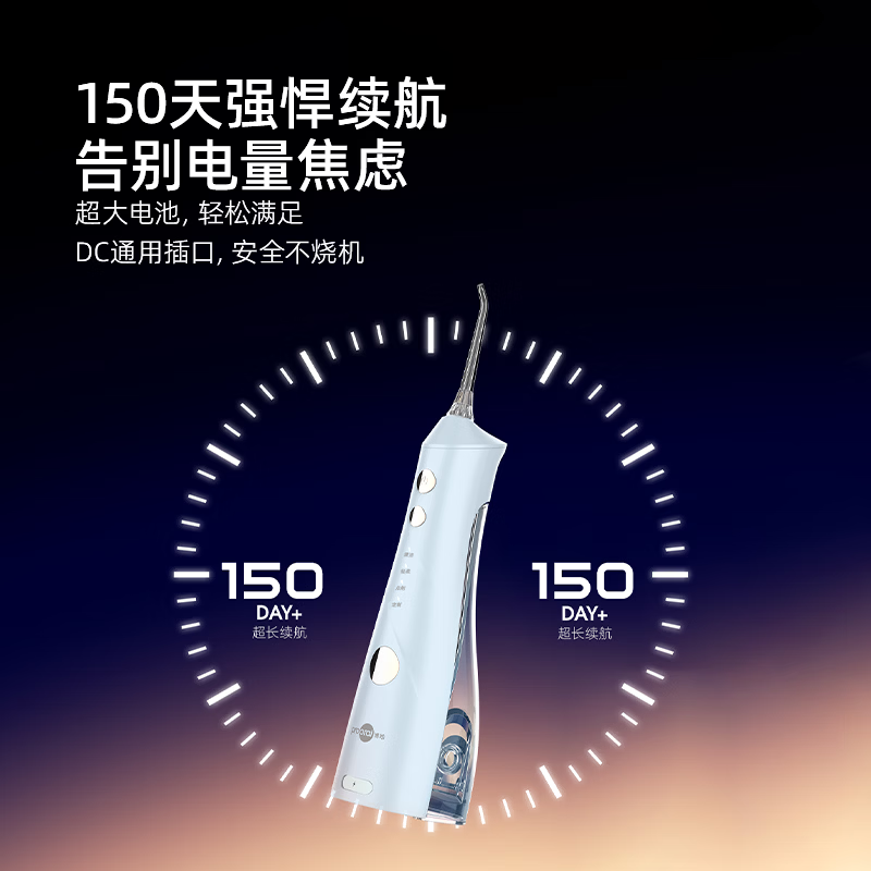 博皓（prooral）电动洗牙器冲牙器家用水牙线清洁牙齿冲洗器牙垢去除工具口腔清洗器便携正畸呵护立式手持5025Plus 瓷白 |智能数显屏