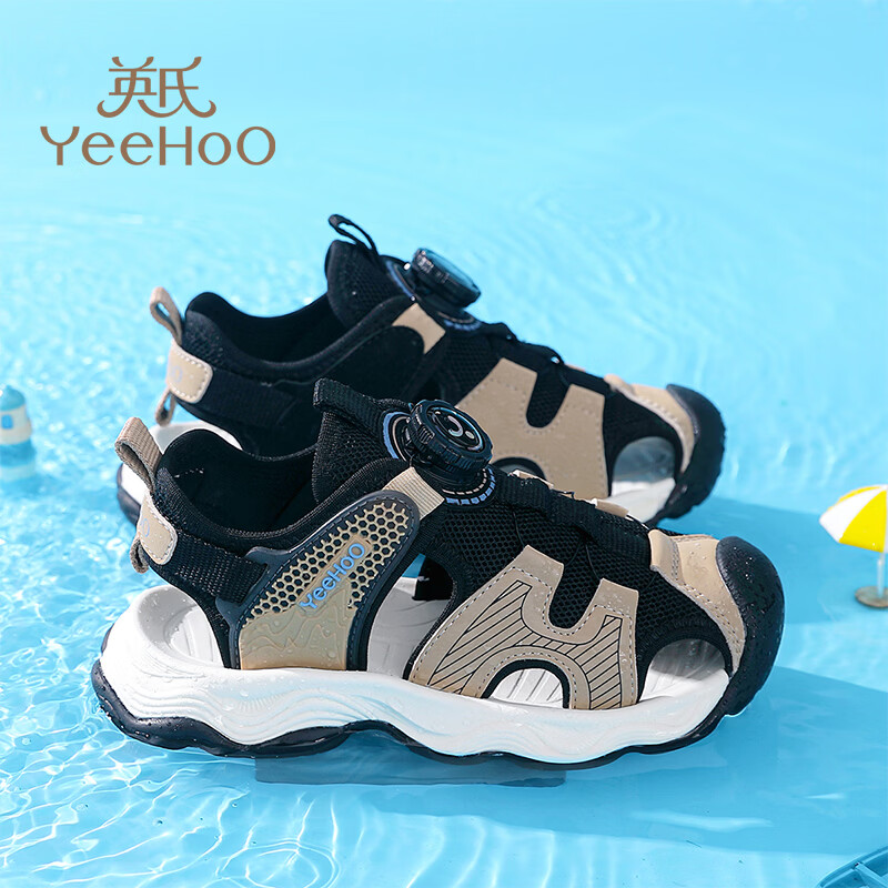 YEEHOOyeehoo英氏凉鞋防撞鞋头2026便捷旋钮防滑橡胶大底透气男童女童鞋 紫色 31