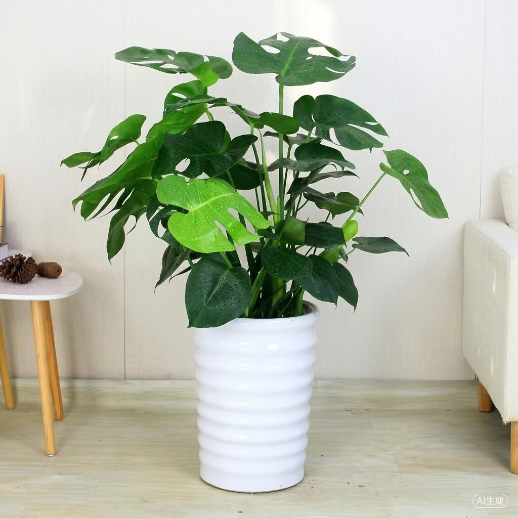 龟背竹大型盆栽客厅 大叶开背老桩绿植办公室吸甲醛 土培四季常青 一盆三颗【70-80高】加肥 【带绿色加仑盆】