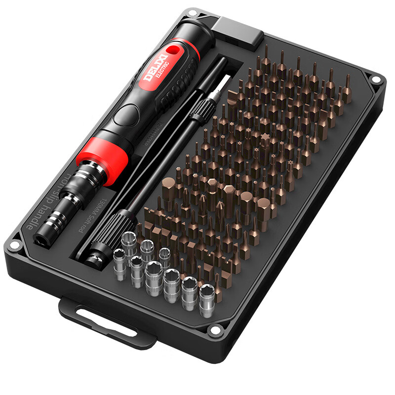 德力西电气(DELIXI ELECTRIC)螺丝刀套装多功能带磁吸批头家用精密维修拆机工具组合套装工具 德力西电气-145合一(S2+CR-V材质)送辅助8件套