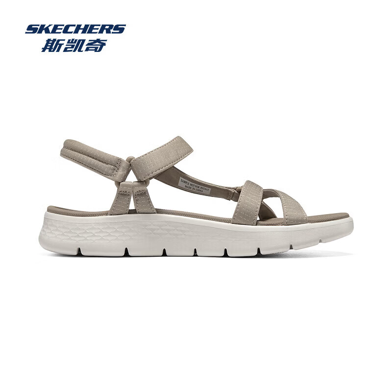斯凯奇（Skechers）新款女鞋外穿凉鞋软弹舒适沙滩鞋魔术贴设计轻便休闲鞋子 141451-TPE 灰褐色 37