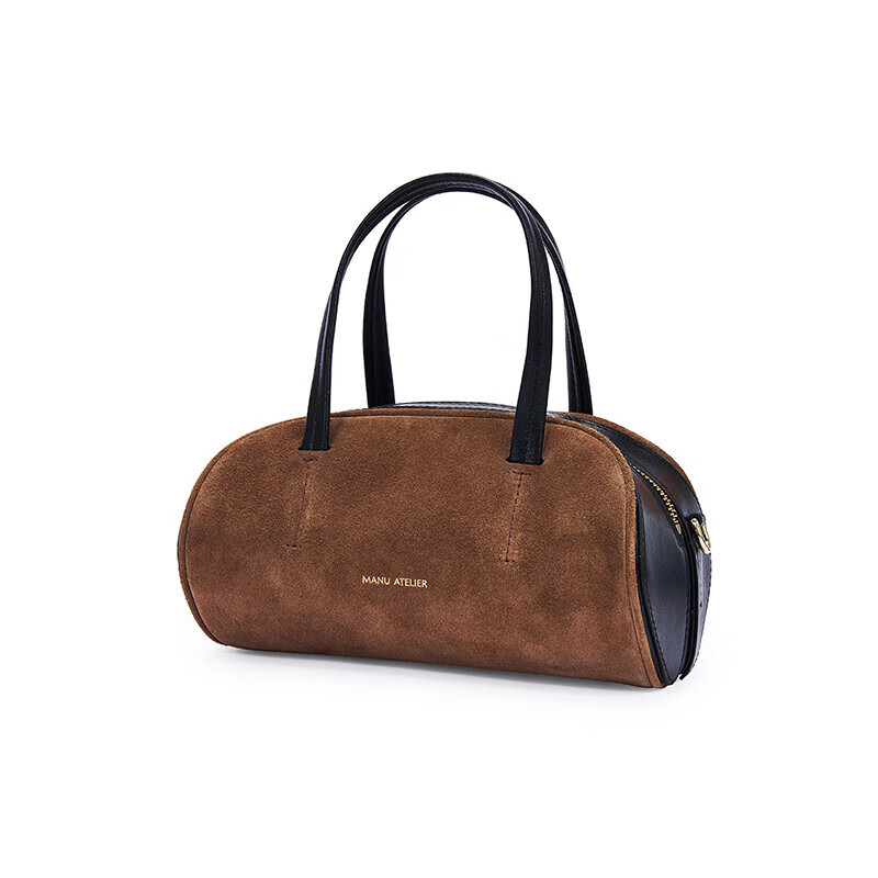 MANU ATELIER MANU ATELIER 马努 奢侈品女包2022秋冬HOURGLASS BOWLING BAG系列单肩包2022430深咖啡色拼黑色