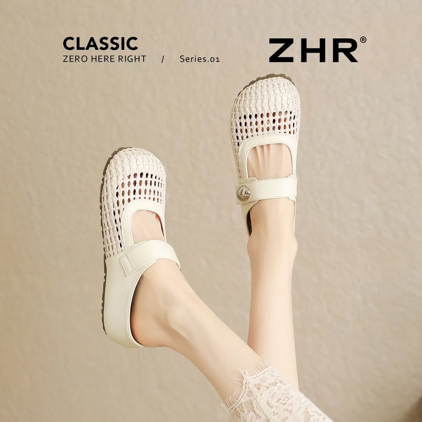 ZHR则则拖鞋女夏新款外穿包头凉拖镂空透气软底增高玛丽珍女鞋LR15米色36