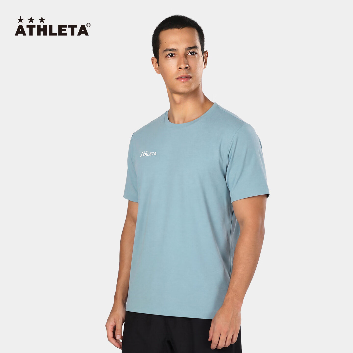 ATHLETA阿仕利塔运动短袖男士T恤休闲跑步上衣吸湿速干亲肤材质透气舒适 浅蓝色 4XL