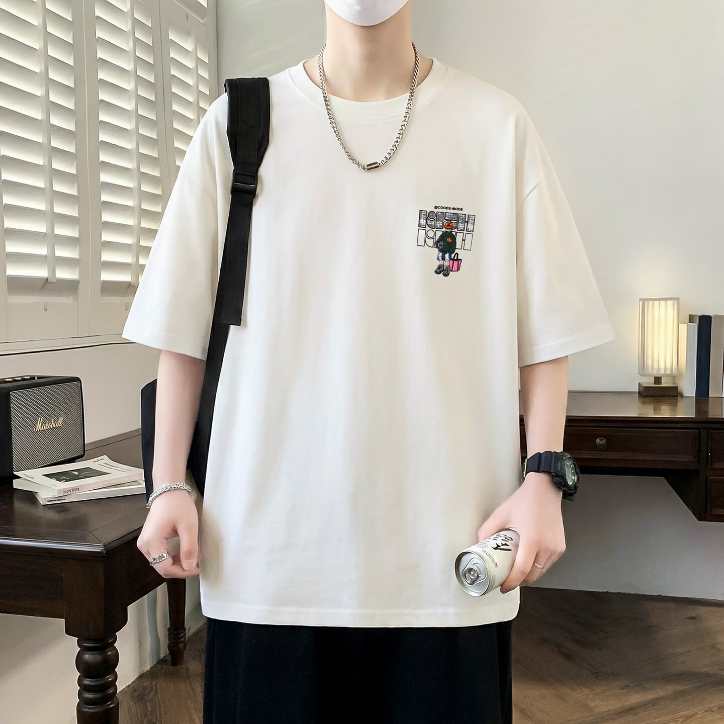 轩程短袖t恤男2026夏季宽松大码潮流港风男装半袖打底衫男 T8510绿色 2XL (185)