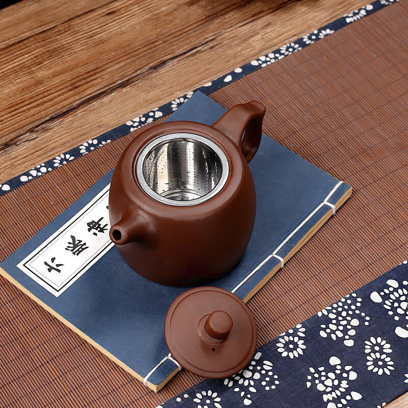 紫砂茶壶功夫泡茶壶家用大号朱泥壶沏茶壶过滤花茶壶红茶茶具套装 单壶紫色（不带茶隔） 400ml ~