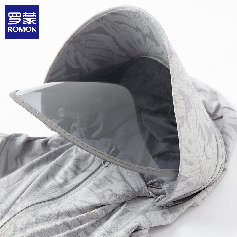 罗蒙（ROMON）夏季新款情侣防晒衣男女款皮肤衣透气凉感防晒服外套男装上衣 枫叶灰色-男款 3XL