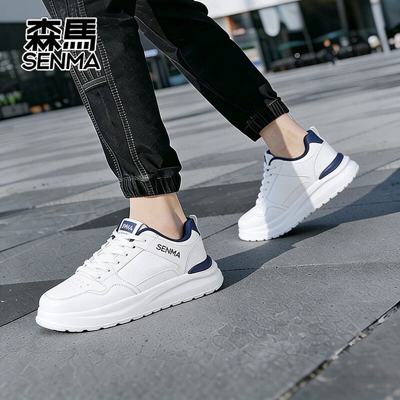 森馬板鞋男网面休闲鞋软底增高男鞋户外轻便夏季透气防滑防臭小白鞋 无疆 | 白蓝【百搭】 四季款 42