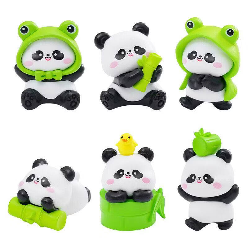 哥纶可爱小熊猫创意办公室桌面工位电脑显示器趴趴装饰品治愈解压摆件 逸扬小熊猫6只+2个竹笋