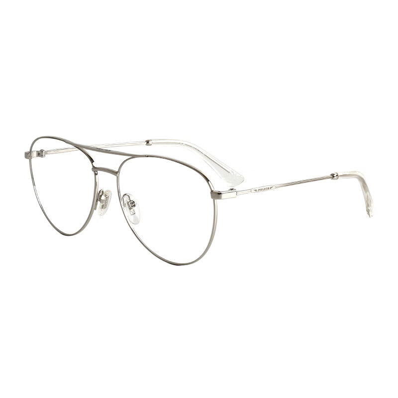 POLICE 中性款银色镜框银色镜腿金属全框光学眼镜架眼镜框 VPL793 0579 57MM