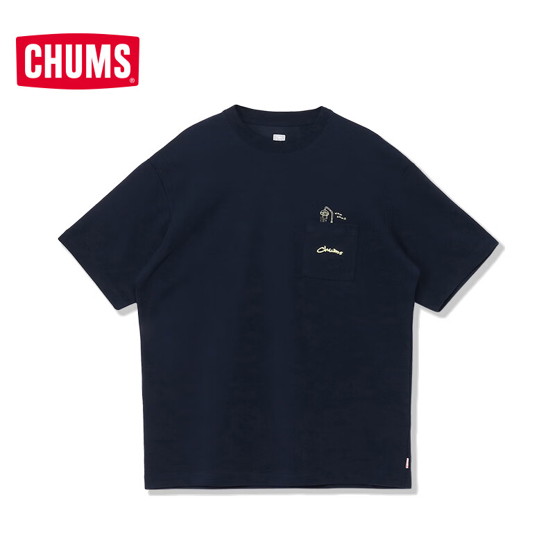CHUMS洽洽鸟户外运动短袖T恤宽松棉感快干印花情侣休闲上衣CH01-2758 CH01-2758-N001 M （170）