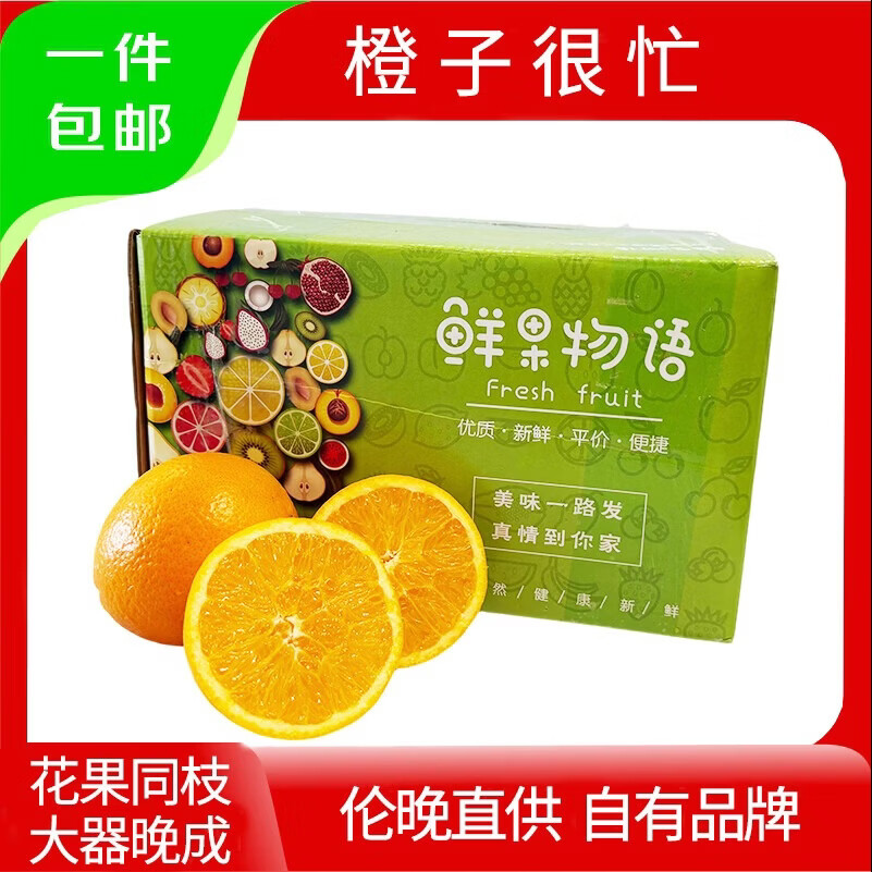 橙子很忙湖北秭归伦晚脐橙 花果同枝橙子 当季鲜橙 自有基地直供 净重5斤（果径65） 京东折扣/优惠券