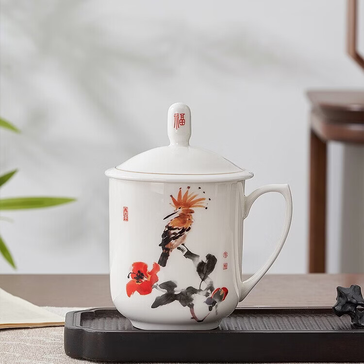 华光国瓷骨瓷茶杯送礼 盖杯水杯代代兴盛