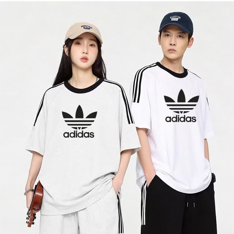 Y-3阿迪三叶草美式纯棉三条杠落肩短袖情侣款男女T恤休闲运动百搭潮 白色【大标】 L 建议体重120~140斤