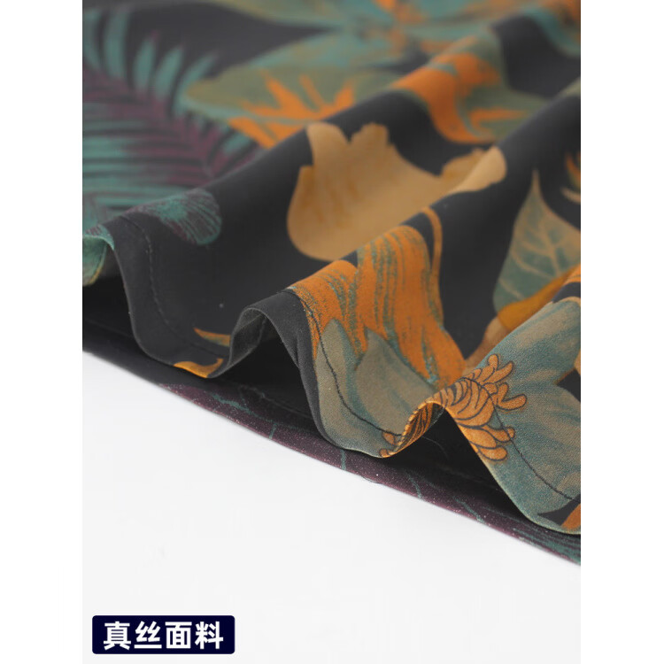 HUAN MADE HUMAN中老年香云纱衬衫桑蚕丝半袖加肥加大 1号色 4XL 【建议160-180斤】