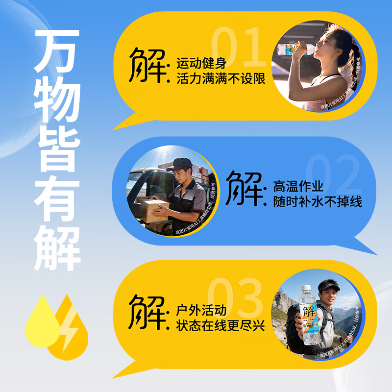 屈臣氏(Watsons)无糖有解电解质水运动0糖饮料补充身体水分功能饮料480mL*15瓶