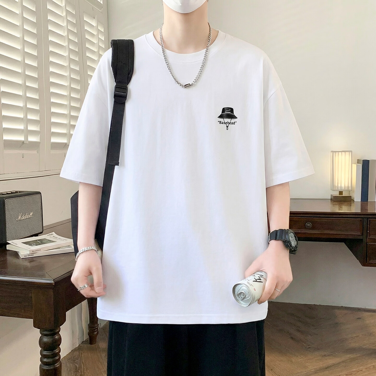 轩程短袖t恤男2026夏季宽松大码潮流港风男装半袖打底衫男 T8510绿色 2XL (185)