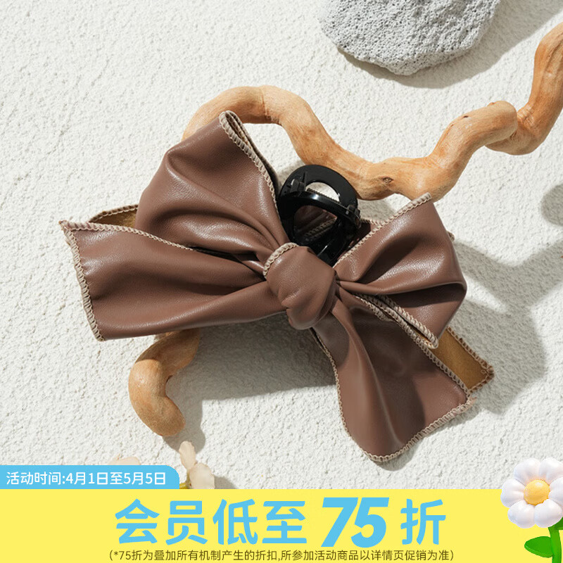 屈臣氏BEAUTYCRUSH抓夹 复古皮质蝴蝶结抓夹 1件